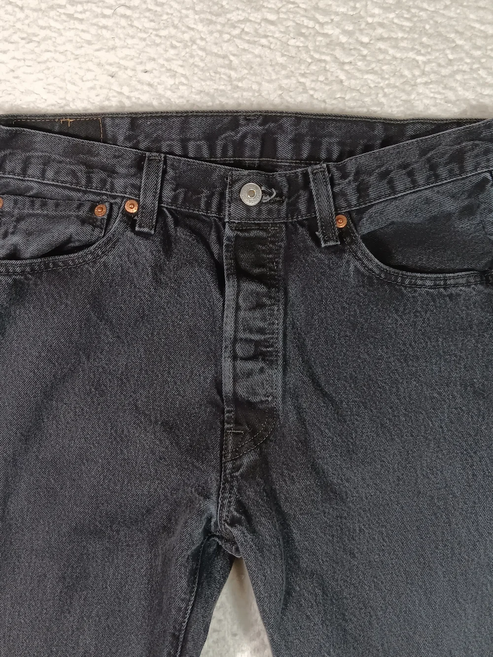 Levis 501 Jeans Mens 34x34 (33x32) Black Denim Straight Leg Button Fly Cowboy